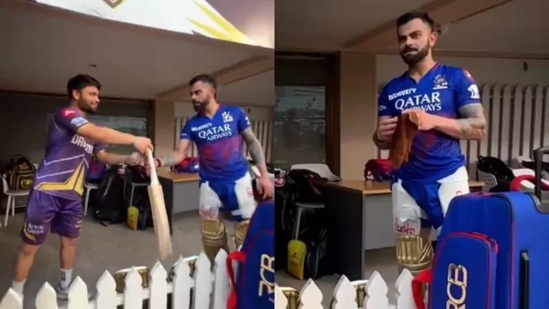 Rinku Singh Requests New Bat from Virat Kohli; Kohli's Reaction