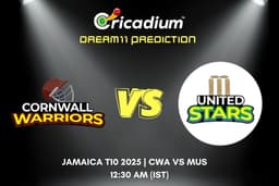 CWA vs MUS Dream11 Prediction Match 12 of Jamaica T10 2025