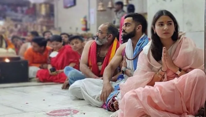 Ahead of the fourth test match, Virat Kohli visits Ujjain’s Mahakaleshwar Temple with wife Anushka