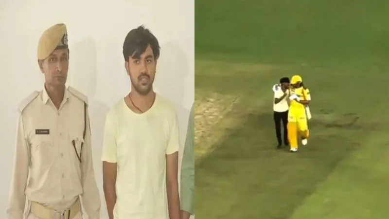 A passionate fan got arrested after entering the field to meet Dhoni during GTvsCSK