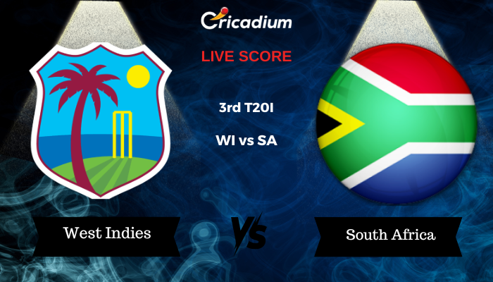 WI vs SA 3rd T20I Live Score: Ball by Ball Commentary