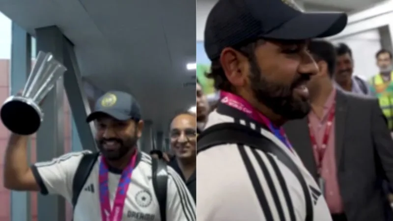 Rohit Sharma Shows TWorld Cup Trophy in Delhi