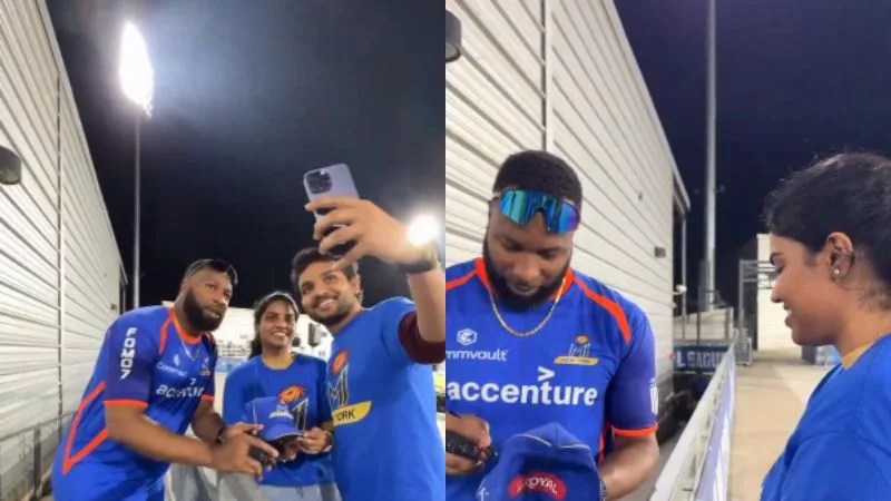 Pollard Meets the Fan Hit by Ball During the Match, Takes Selfie