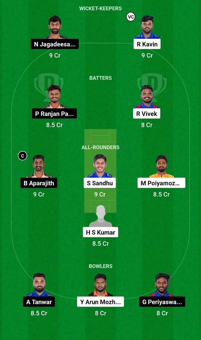 SS vs CSG Dream11 Prediction 17th T20I TNPL 2024
