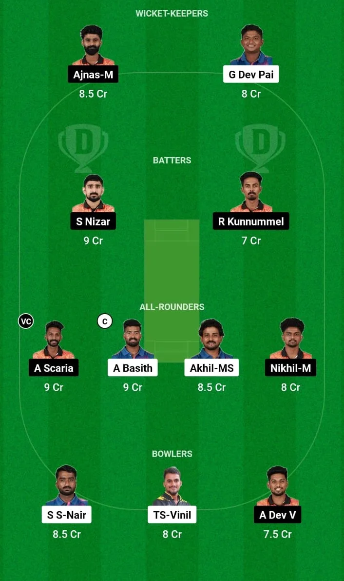 TR vs CG Dream11 Prediction 27th T20I Kerala T20 Trophy 2024