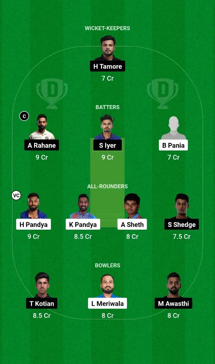 BRD vs MUM Dream11 Prediction Semi Final 1 Syed Mushtaq Ali Trophy 2024