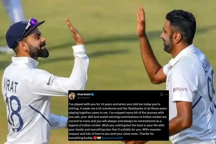 Virat Kohli’s Emotional Tribute to R Ashwin After Retirement